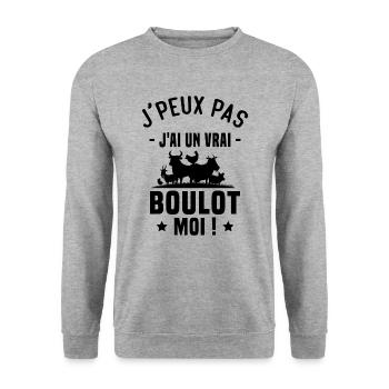 J’peux pas j’ai un vrai boulot moi ! - Sweat-shirt Unisexe - gris chiné - Devant - Alina (178cm) & Michal (187cm)
