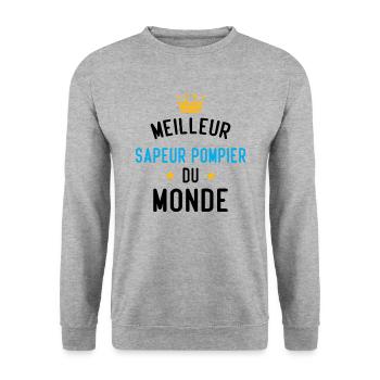 Cadeau Meilleur sapeur pompier du monde - Sweat-shirt Unisexe - gris chiné - Devant - Alina (178cm) & Michal (187cm)