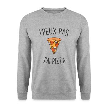 Je peux pas j'ai pizza - Sweat-shirt Unisexe - gris chiné - Devant - Alina (178cm) & Michal (187cm)
