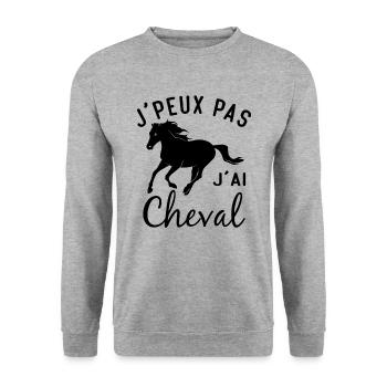 J'peux pas j'ai cheval - Sweat-shirt Unisexe - gris chiné - Devant - Alina (178cm) & Michal (187cm)