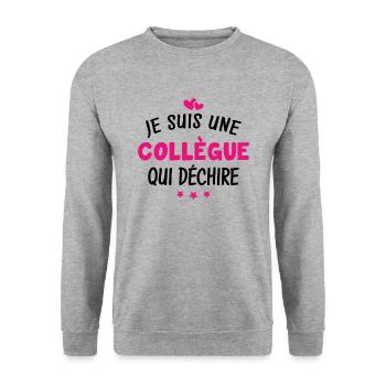 Je suis une collègue qui déchire - Sweat-shirt Unisexe - gris chiné - Devant - Alina (178cm) & Michal (187cm)
