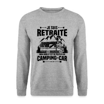 Je suis retraité et piloter un camping-car Cadeau - Sweat-shirt Unisexe - gris chiné - Devant - Alina (178cm) & Michal (187cm)