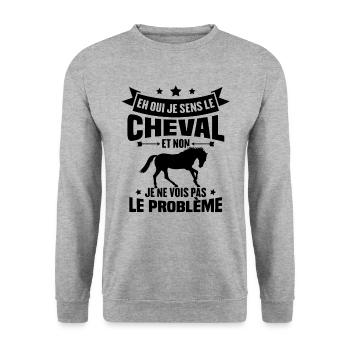 Je sens le cheval et non je ne vois le problème - Sweat-shirt Unisexe - gris chiné - Devant - Alina (178cm) & Michal (187cm)