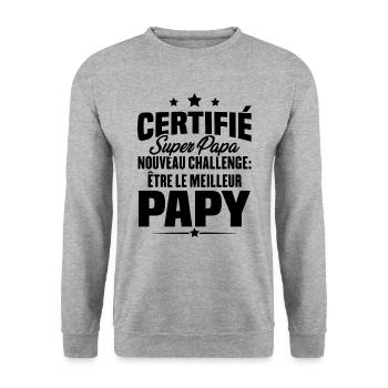 Cadeau nouveau challenge être le meilleur papy - Sweat-shirt Unisexe - gris chiné - Devant - Alina (178cm) & Michal (187cm)