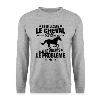 Je sens le cheval et non je ne vois le problème - Sweat-shirt Unisexe - gris chiné - Devant - Alina (178cm) & Michal (187cm)