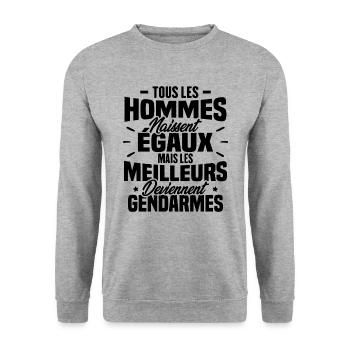 Les meilleurs hommes deviennent gendarmes - Sweat-shirt Unisexe - gris chiné - Devant - Alina (178cm) & Michal (187cm)