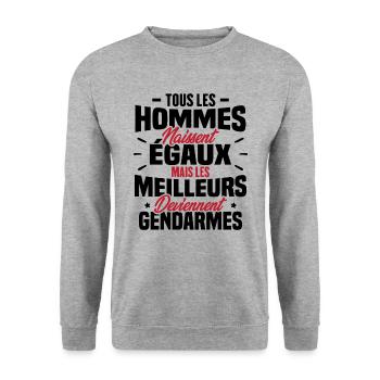 Les meilleurs hommes deviennent gendarmes - Sweat-shirt Unisexe - gris chiné - Devant - Alina (178cm) & Michal (187cm)