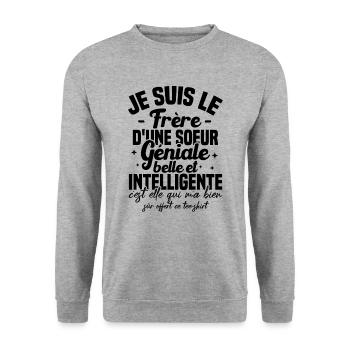 Je suis le frère d'une soeur géniale belle Cadeau - Sweat-shirt Unisexe - gris chiné - Devant - Alina (178cm) & Michal (187cm)