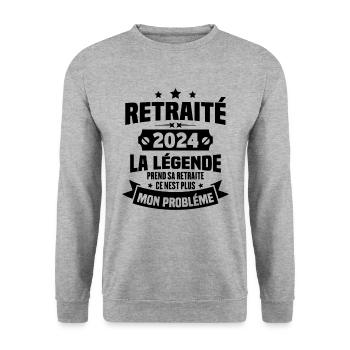 Cadeau retraité 2024, La légende prend sa retraite - Sweat-shirt Unisexe - gris chiné - Devant - Alina (178cm) & Michal (187cm)