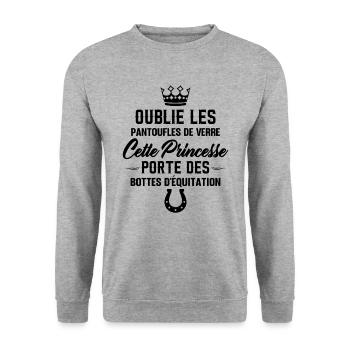 Cette Princesse Porte Des Bottes D'équitation - Sweat-shirt Unisexe - gris chiné - Devant - Alina (178cm) & Michal (187cm)