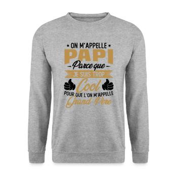 On M'appelle Papi Parce Que Je Suis Trop Cool - Sweat-shirt Unisexe - gris chiné - Devant - Alina (178cm) & Michal (187cm)