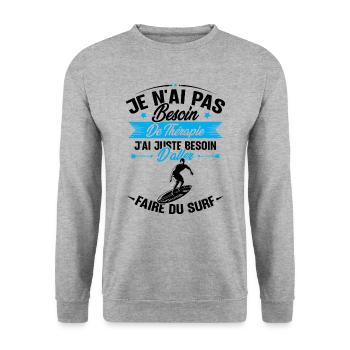 Juste besoin d'aller faire du surf - Sweat-shirt Unisexe - gris chiné - Devant - Alina (178cm) & Michal (187cm)