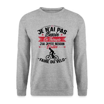 J'ai juste besoin d'aller faire du vélo - Sweat-shirt Unisexe - gris chiné - Devant - Alina (178cm) & Michal (187cm)