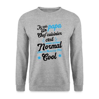 Je suis papa un chef cuisinier humour cadeau - Sweat-shirt Unisexe - gris chiné - Devant - Alina (178cm) & Michal (187cm)
