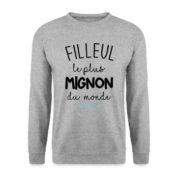 Filleul le plus mignon du monde - Sweat-shirt Unisexe - gris chiné - Devant - Alina (178cm) & Michal (187cm)