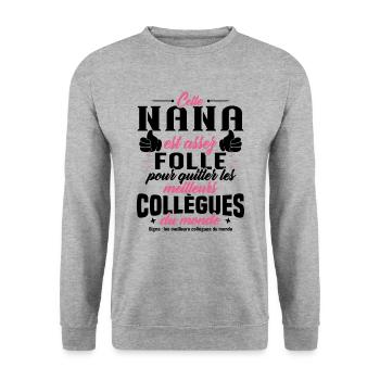 Collègue Nana, Cadeau meilleurs collègues du monde - Sweat-shirt Unisexe - gris chiné - Devant - Alina (178cm) & Michal (187cm)