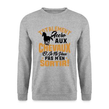 Totalement accro aux chevaux - Sweat-shirt Unisexe - gris chiné - Devant - Alina (178cm) & Michal (187cm)