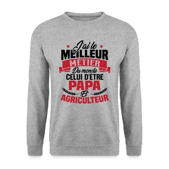 Papa et Agriculteur - Cadeau papa agriculteur - Sweat-shirt Unisexe - gris chiné - Devant - Alina (178cm) & Michal (187cm)