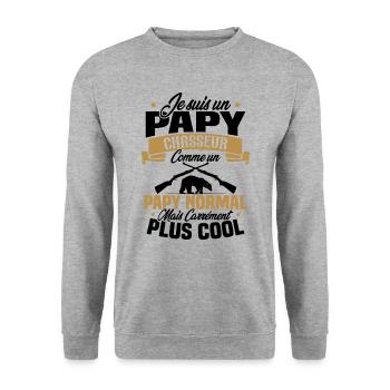 Je suis un papy chasseur comme un papy normal - Sweat-shirt Unisexe - gris chiné - Devant - Alina (178cm) & Michal (187cm)
