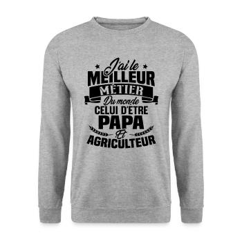 Papa et Agriculteur - Cadeau papa agriculteur - Sweat-shirt Unisexe - gris chiné - Devant - Alina (178cm) & Michal (187cm)
