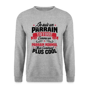 J'ai un parrain tatoué comme un parrain normal - Sweat-shirt Unisexe - gris chiné - Devant - Alina (178cm) & Michal (187cm)