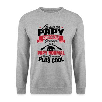 Je suis un papy chasseur comme un papy normal - Sweat-shirt Unisexe - gris chiné - Devant - Alina (178cm) & Michal (187cm)