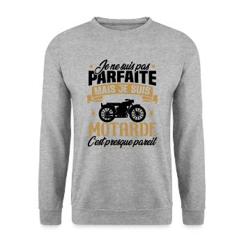 Je ne suis pas parfaite mais je suis motarde - Sweat-shirt Unisexe - gris chiné - Devant - Alina (178cm) & Michal (187cm)
