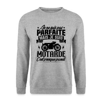 Je ne suis pas parfaite mais je suis motarde - Sweat-shirt Unisexe - gris chiné - Devant - Alina (178cm) & Michal (187cm)