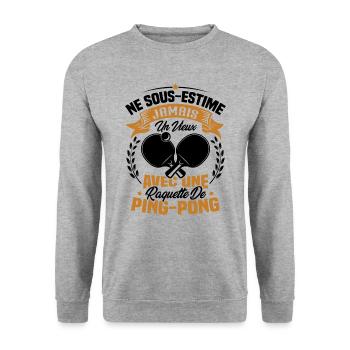 Un vieux avec une raquette de ping pong - Sweat-shirt Unisexe - gris chiné - Devant - Alina (178cm) & Michal (187cm)