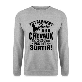 Totalement accro aux chevaux - Sweat-shirt Unisexe - gris chiné - Devant - Alina (178cm) & Michal (187cm)