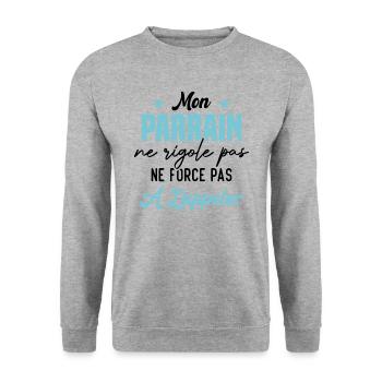 mon parrain ne rigole pas ne force pas à l'appeler - Sweat-shirt Unisexe - gris chiné - Devant - Alina (178cm) & Michal (187cm)