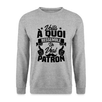 Voilà à quoi ressemble un vrai patron - Sweat-shirt Unisexe - gris chiné - Devant - Alina (178cm) & Michal (187cm)