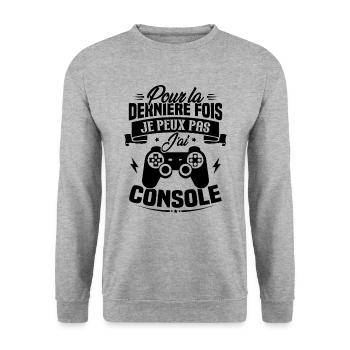 Pour la derniere fois je peux pas j'ai console - Sweat-shirt Unisexe - gris chiné - Devant - Alina (178cm) & Michal (187cm)