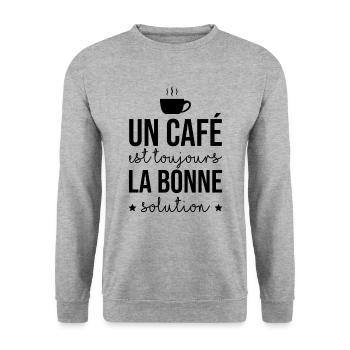 Un café est toujours la bonne solution - Sweat-shirt Unisexe - gris chiné - Devant - Alina (178cm) & Michal (187cm)