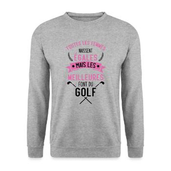 Les meilleures femmes font du golf Cadeau humour - Sweat-shirt Unisexe - gris chiné - Devant - Alina (178cm) & Michal (187cm)