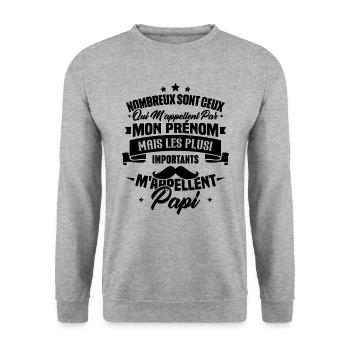 Les plus importants mappellent papi / Cadeau papi - Sweat-shirt Unisexe - gris chiné - Devant - Alina (178cm) & Michal (187cm)