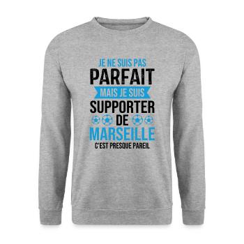 Je suis supporter de Marseille - Sweat-shirt Unisexe - gris chiné - Devant - Alina (178cm) & Michal (187cm)
