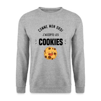 Comme mon ordi j'accepte les cookies Cadeau humour - Sweat-shirt Unisexe - gris chiné - Devant - Alina (178cm) & Michal (187cm)