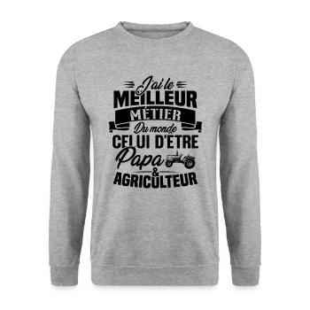 Papa et agriculteur, Cadeau papa agriculteur - Sweat-shirt Unisexe - gris chiné - Devant - Alina (178cm) & Michal (187cm)