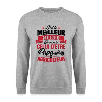 Papa et agriculteur, Cadeau papa agriculteur - Sweat-shirt Unisexe - gris chiné - Devant - Alina (178cm) & Michal (187cm)