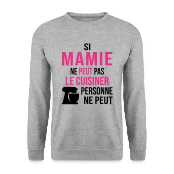 Si mamie ne peut pas le cuisiner, personne ne peut - Sweat-shirt Unisexe - gris chiné - Devant - Alina (178cm) & Michal (187cm)