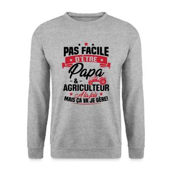 Pas facile d'être papa et agriculteur - Sweat-shirt Unisexe - gris chiné - Devant - Alina (178cm) & Michal (187cm)
