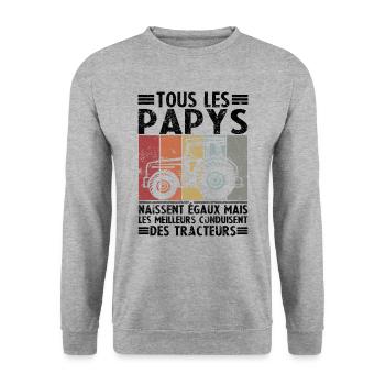 Les meilleurs papys conduisent des tracteurs - Sweat-shirt Unisexe - gris chiné - Devant - Alina (178cm) & Michal (187cm)