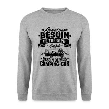 Pas besoin de thérapie, besoin de mon camping-car - Sweat-shirt Unisexe - gris chiné - Devant - Alina (178cm) & Michal (187cm)
