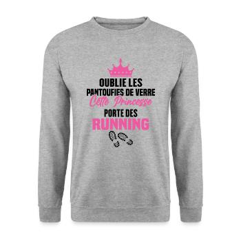 Cette princesse porte des running - Sweat-shirt Unisexe - gris chiné - Devant - Alina (178cm) & Michal (187cm)