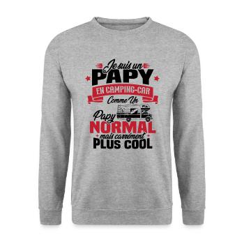 Un papy en camping-car comme un papy normal - Sweat-shirt Unisexe - gris chiné - Devant - Alina (178cm) & Michal (187cm)