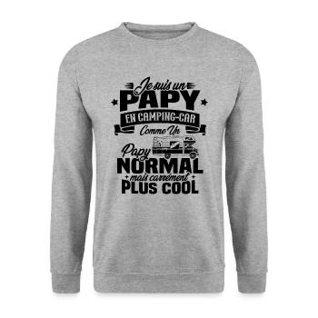 Un papy en camping-car comme un papy normal - Sweat-shirt Unisexe - gris chiné - Devant - Alina (178cm) & Michal (187cm)