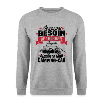 Pas besoin de thérapie, besoin de mon camping-car - Sweat-shirt Unisexe - gris chiné - Devant - Alina (178cm) & Michal (187cm)