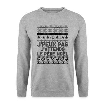 J'peux pas j'attends le Père Noël - Sweat-shirt Unisexe - gris chiné - Devant - Alina (178cm) & Michal (187cm)