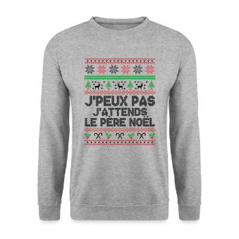 J'peux pas j'attends le Père Noël - Sweat-shirt Unisexe - gris chiné - Devant - Alina (178cm) & Michal (187cm)